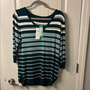 Elegant Teal Striped Women's Blouse